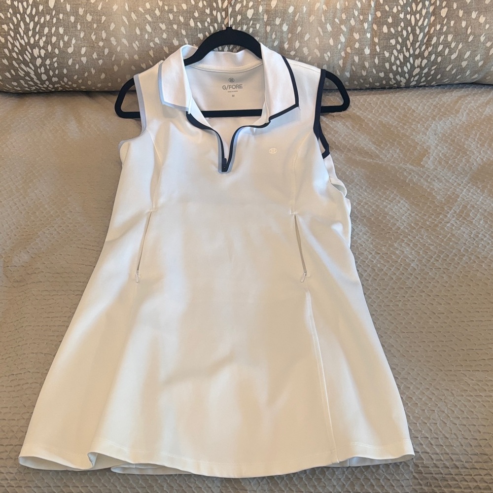 G/FORE White Sleeveless Dress with Black Trim